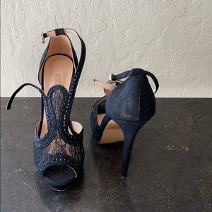 Black stilettos with lace detail